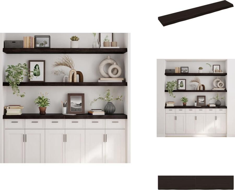VidaXL Wandschap Wandschappen Wandplank Wandrek Wandschap 160x30x6 cm behandeld massief eikenhout donkergrijs - Foto 2