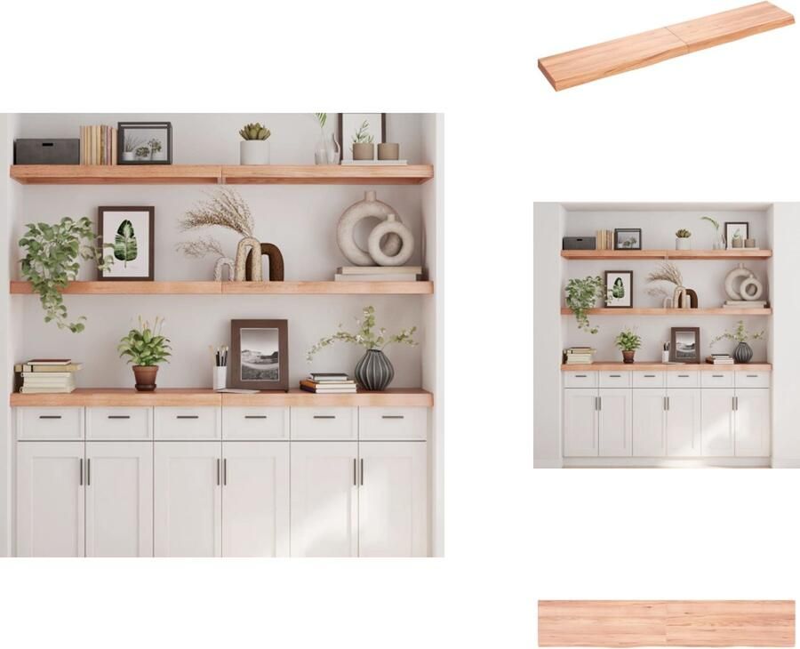 VidaXL Wandschap Wandschappen Wandplank Wandrek Wandschap 160x30x6 cm behandeld massief eikenhout lichtbruin