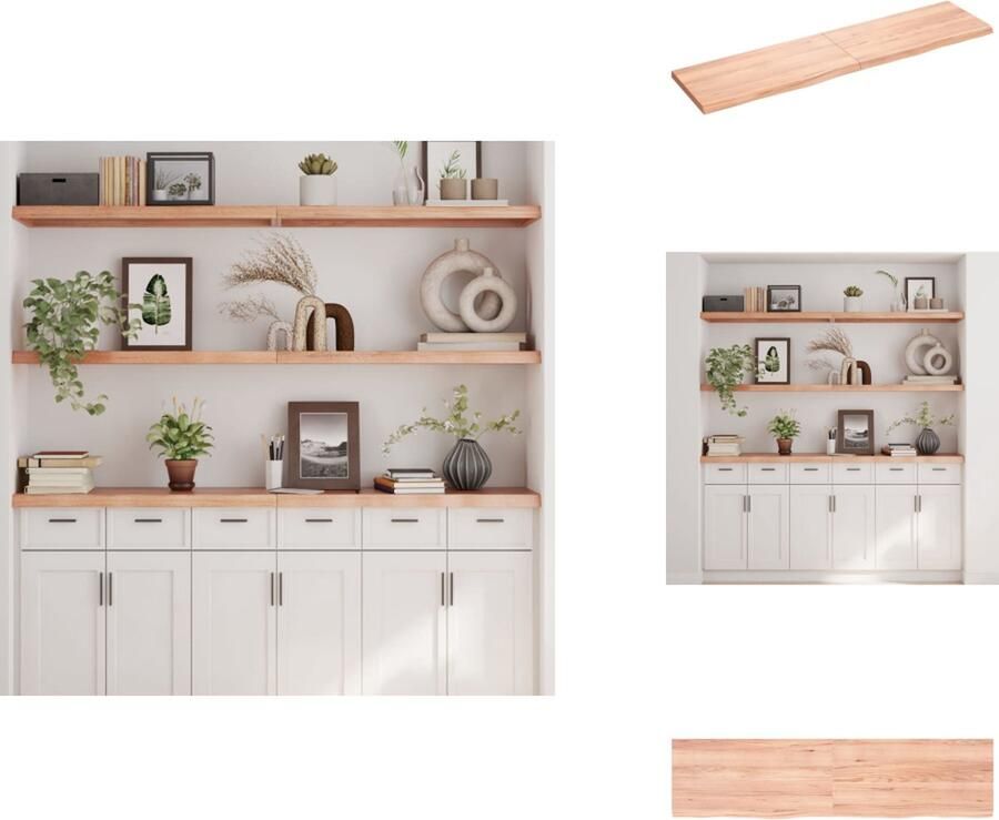 VidaXL Wandschap Wandschappen Wandplank Wandrek Wandschap 160x40x(2-4)cm behandeld massief eikenhout lichtbruin