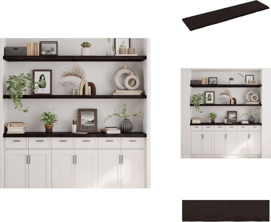 VidaXL Wandschap Wandschappen Wandplank Wandrek Wandschap 160x40x4 cm behandeld massief eikenhout donkergrijs - Foto 2