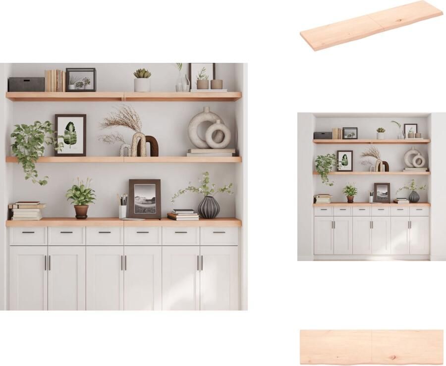 VidaXL Wandschap Wandschappen Wandplank Wandrek Wandschap 160x40x(2-4) cm onbehandeld massief eikenhout - Foto 2