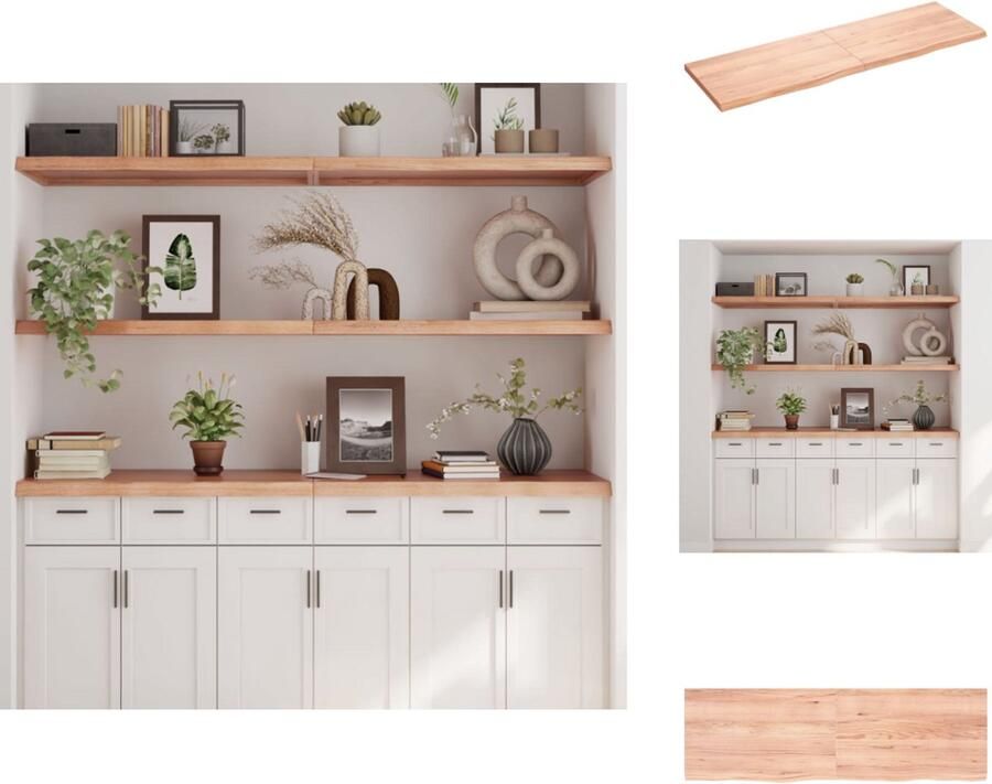 VidaXL Wandschap Wandschappen Wandplank Wandrek Wandschap 160x50x(2-4)cm behandeld massief eikenhout lichtbruin