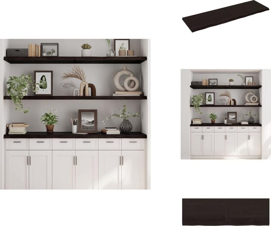 VidaXL Wandschap Wandschappen Wandplank Wandrek Wandschap 160x50x4 cm behandeld massief eikenhout donkergrijs - Foto 2