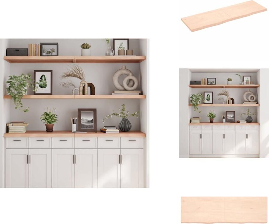 VidaXL Wandschap Wandschappen Wandplank Wandrek Wandschap 160x50x(2-4) cm onbehandeld massief eikenhout - Foto 2
