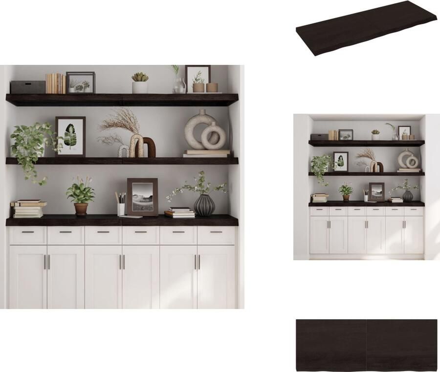 VidaXL Wandschap Wandschappen Wandplank Wandrek Wandschap 160x60x6 cm behandeld massief eikenhout donkergrijs