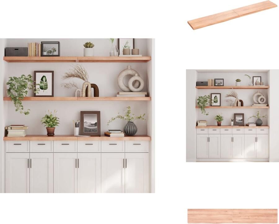 VidaXL Wandschap Wandschappen Wandplank Wandrek Wandschap 180x30x4 cm behandeld massief eikenhout lichtbruin