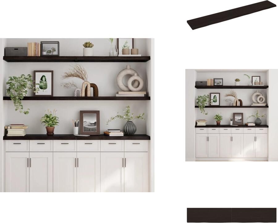 VidaXL Wandschap Wandschappen Wandplank Wandrek Wandschap 180x30x4 cm behandeld massief eikenhout donkergrijs