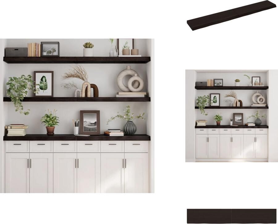 VidaXL Wandschap Wandschappen Wandplank Wandrek Wandschap 180x30x6 cm behandeld massief eikenhout donkergrijs