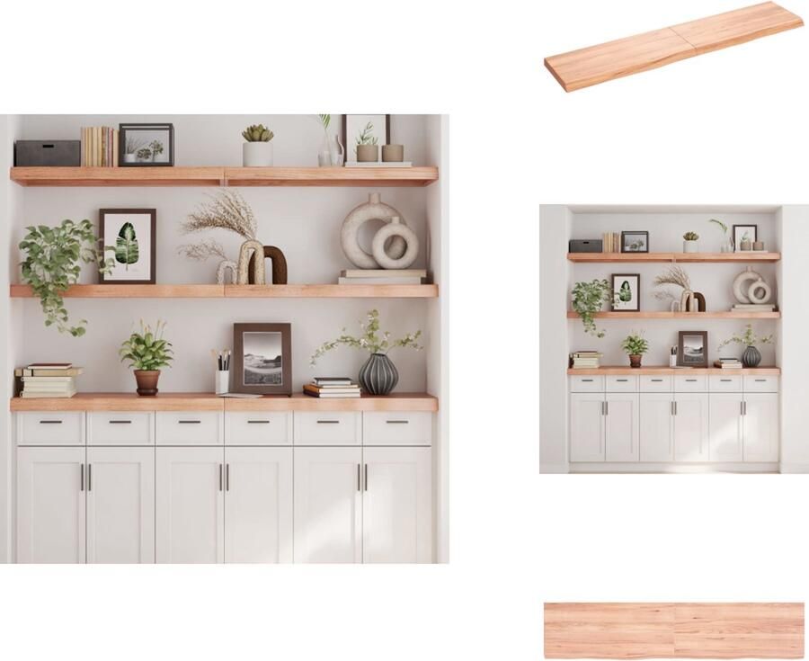 VidaXL Wandschap Wandschappen Wandplank Wandrek Wandschap 180x40x(2-6)cm behandeld massief eikenhout lichtbruin
