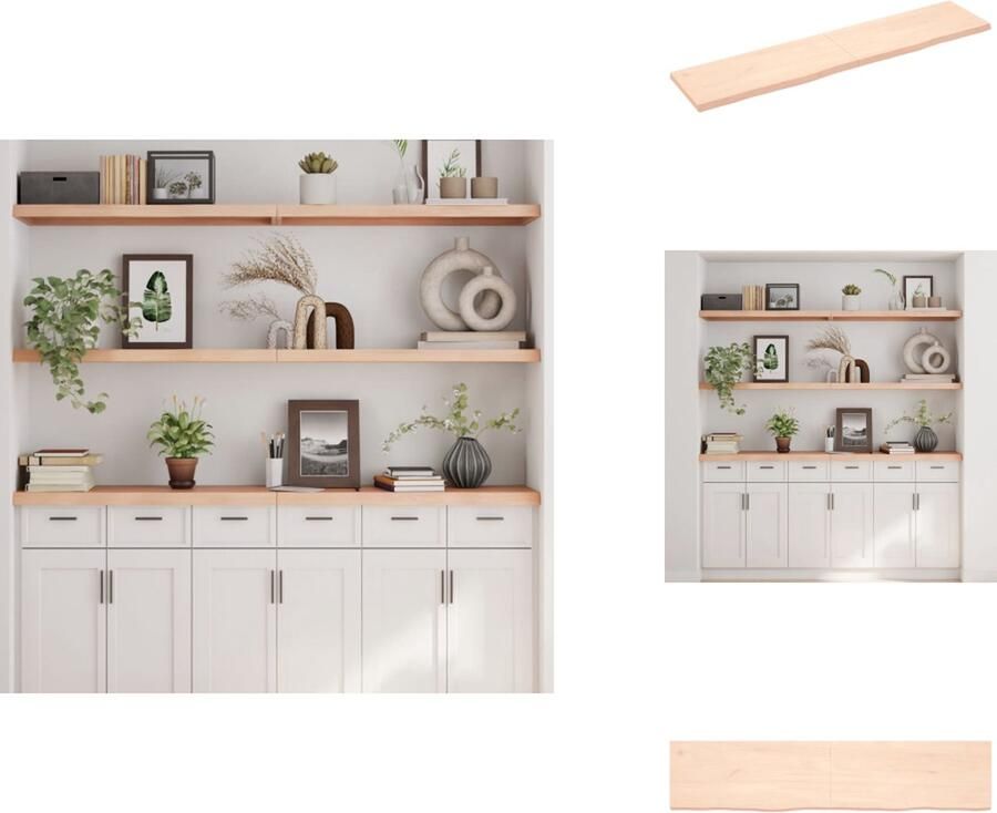 VidaXL Wandschap Wandschappen Wandplank Wandrek Wandschap 180x40x4 cm onbehandeld massief eikenhout