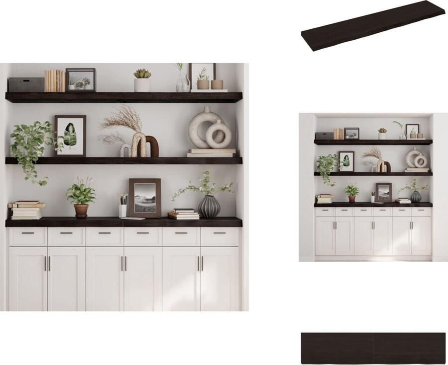 VidaXL Wandschap Wandschappen Wandplank Wandrek Wandschap 180x40x6 cm behandeld massief eikenhout donkergrijs - Foto 2