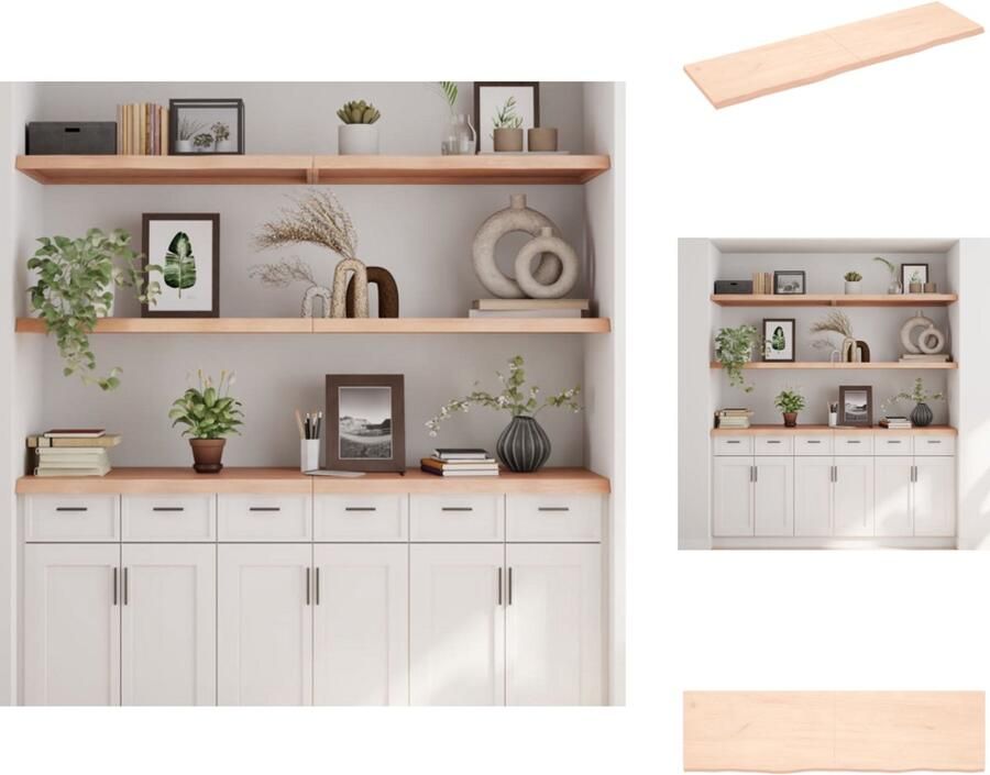 VidaXL Wandschap Wandschappen Wandplank Wandrek Wandschap 180x50x(2-4) cm onbehandeld massief eikenhout