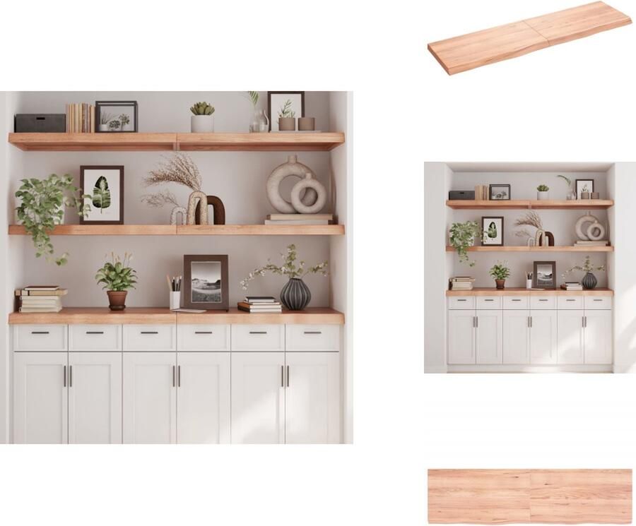 VidaXL Wandschap Wandschappen Wandplank Wandrek Wandschap 180x50x(2-6)cm behandeld massief eikenhout lichtbruin