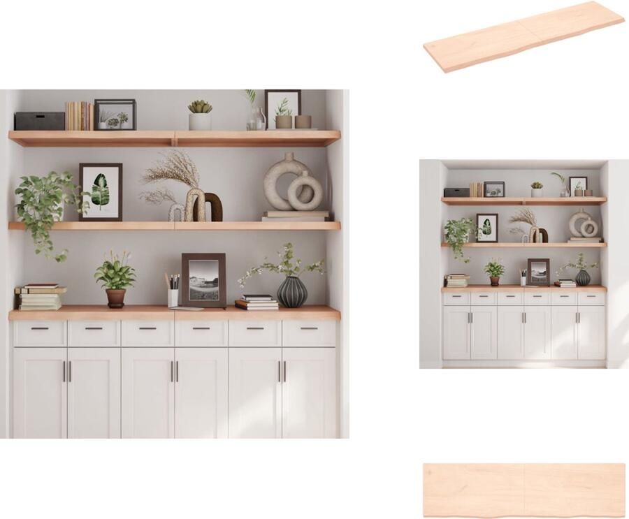 VidaXL Wandschap Wandschappen Wandplank Wandrek Wandschap 180x50x(2-4) cm onbehandeld massief eikenhout - Foto 2