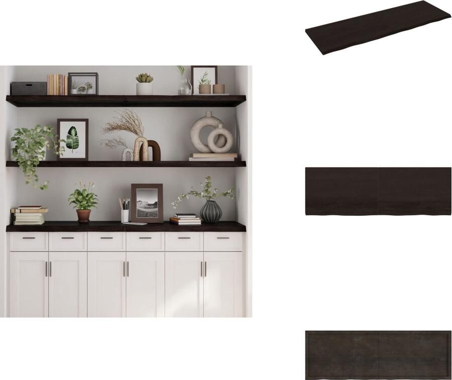 VidaXL Wandschap Wandschappen Wandplank Wandrek Wandschap 180x60x4 cm behandeld massief eikenhout donkergrijs - Foto 2