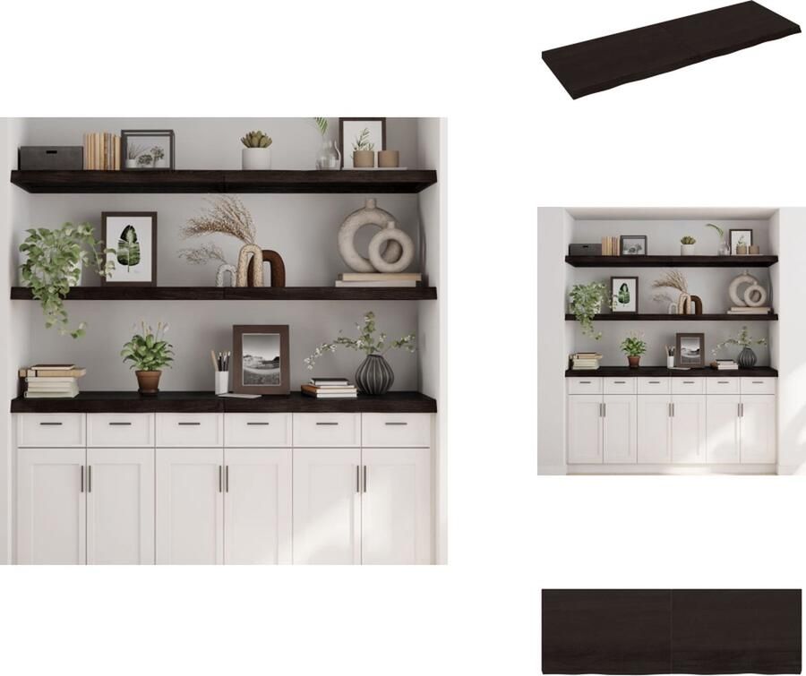 VidaXL Wandschap Wandschappen Wandplank Wandrek Wandschap 180x60x6 cm behandeld massief eikenhout donkergrijs