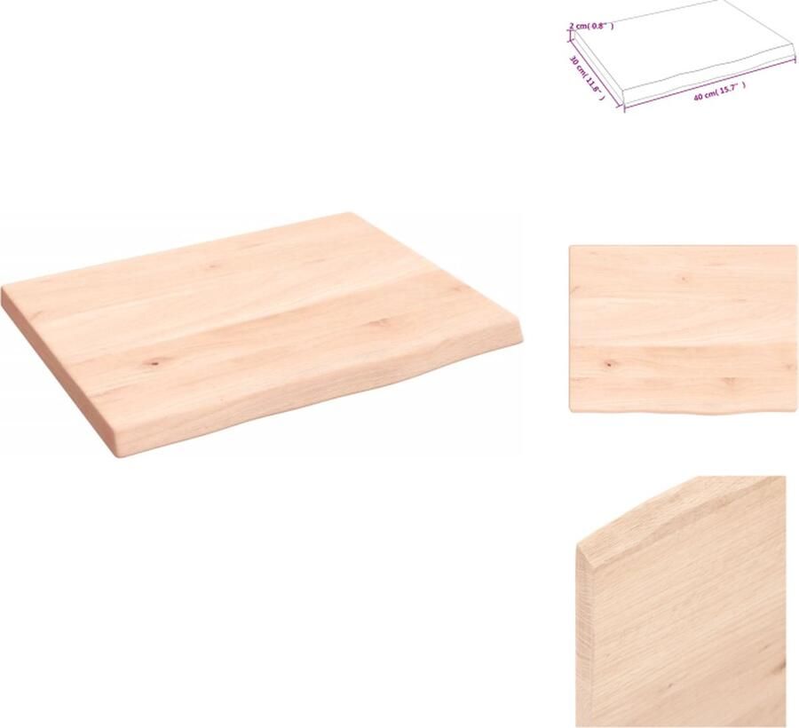 VidaXL Wandschap Wandschappen Wandplank Wandrek Wandschap 40x30x2 cm onbehandeld massief eikenhout