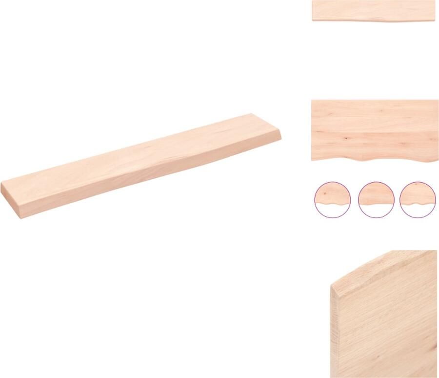 VidaXL Wandschap Wandschappen Wandplank Wandrek Wandschap 60x10x2 cm onbehandeld massief eikenhout