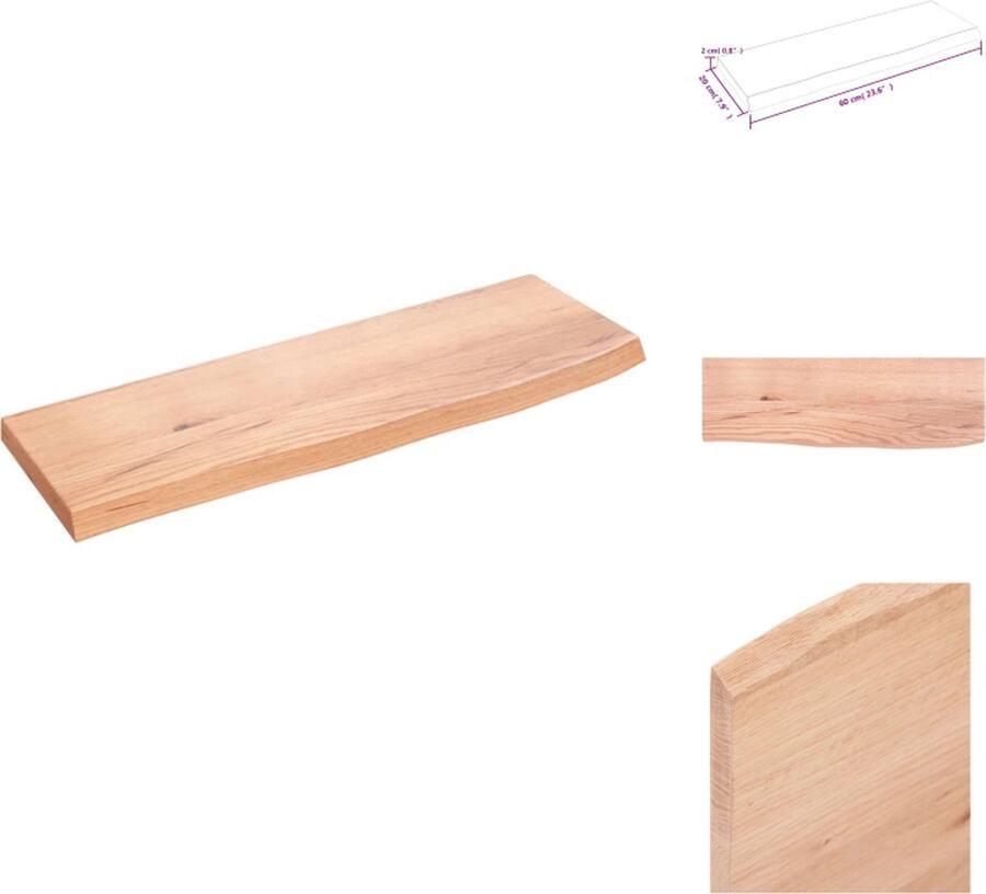 VidaXL Wandschap Wandschappen Wandplank Wandrek Wandschap 60x20x2 cm behandeld massief eikenhout lichtbruin