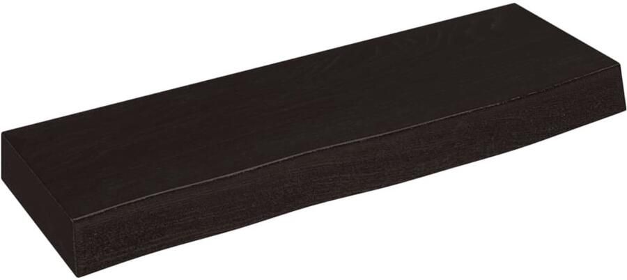 The Living Store Wandschap 60x20x6 cm behandeld massief eikenhout donkerbruin Wandplank Houten Plank Eikenhouten Wandplank Vintage Wandplank Industriële Wandplank