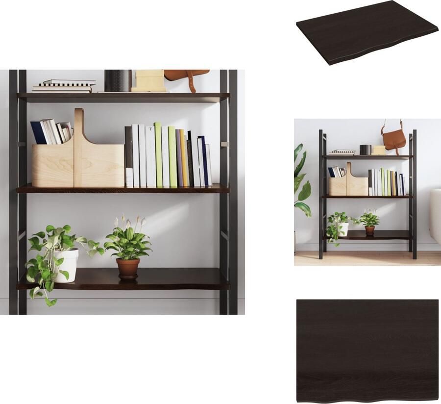 VidaXL Wandschap Wandschappen Wandplank Wandrek Wandschap 80x60x2 cm behandeld massief eikenhout donkergrijs - Foto 2
