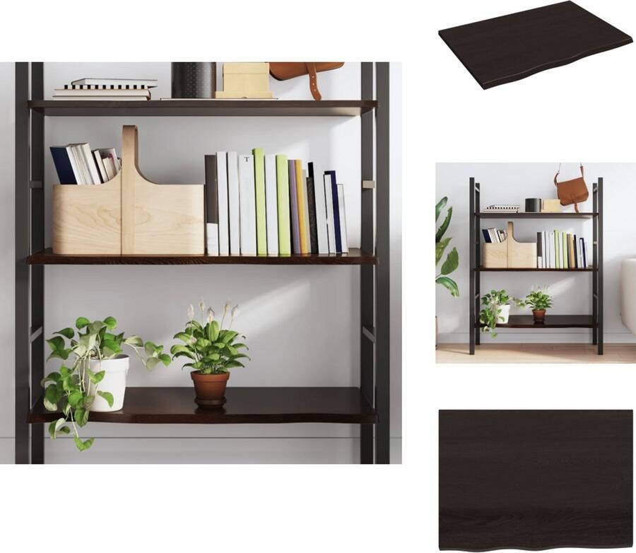 VidaXL Wandschap Wandschappen Wandplank Wandrek Wandschap 80x60x2 cm behandeld massief eikenhout donkergrijs