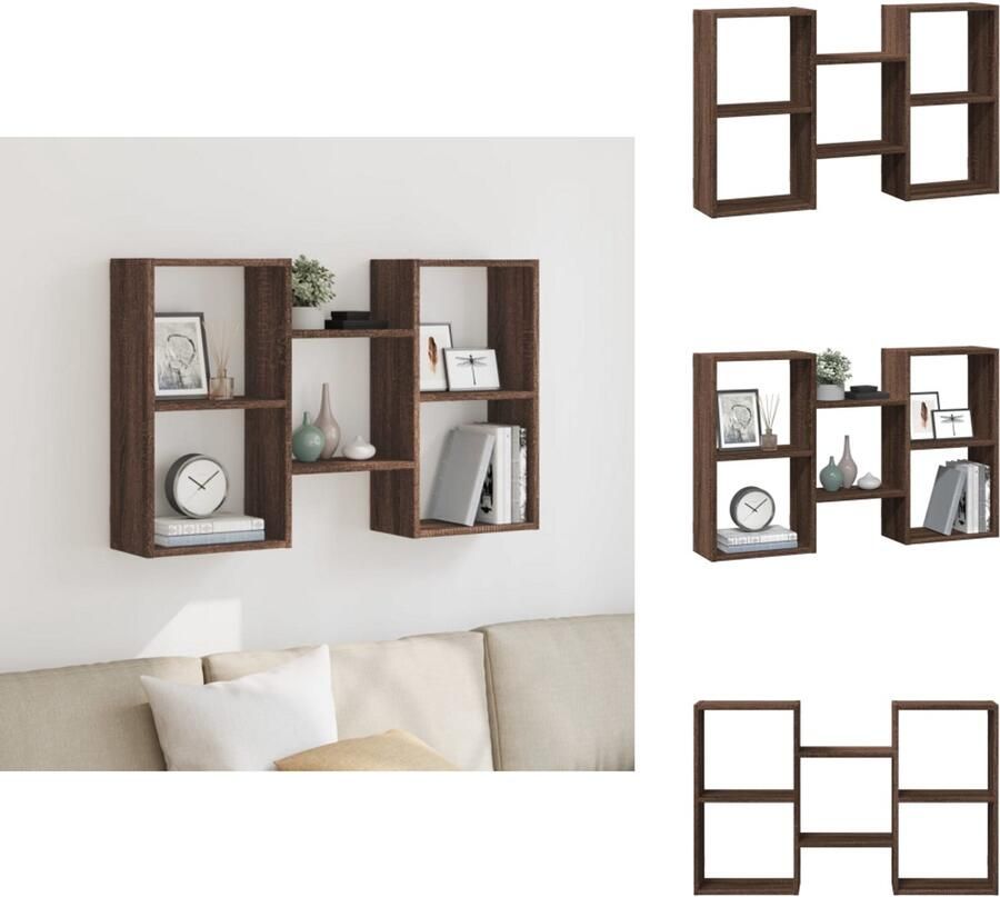 VidaXL Wandschap Wandschappen Wandplank Wandrek Wandschap 96x18x60 cm bewerkt hout bruin eikenkleurig