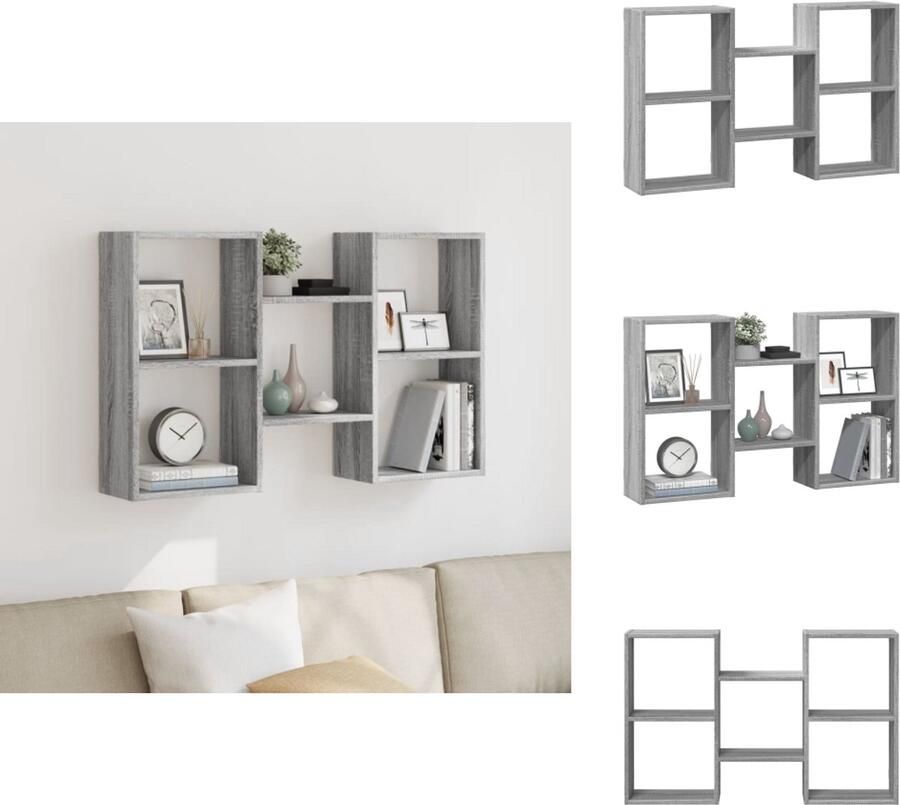VidaXL Wandschap Wandschappen Wandplank Wandrek Wandschap 96x18x60 cm bewerkt hout grijs sonoma eikenkleurig