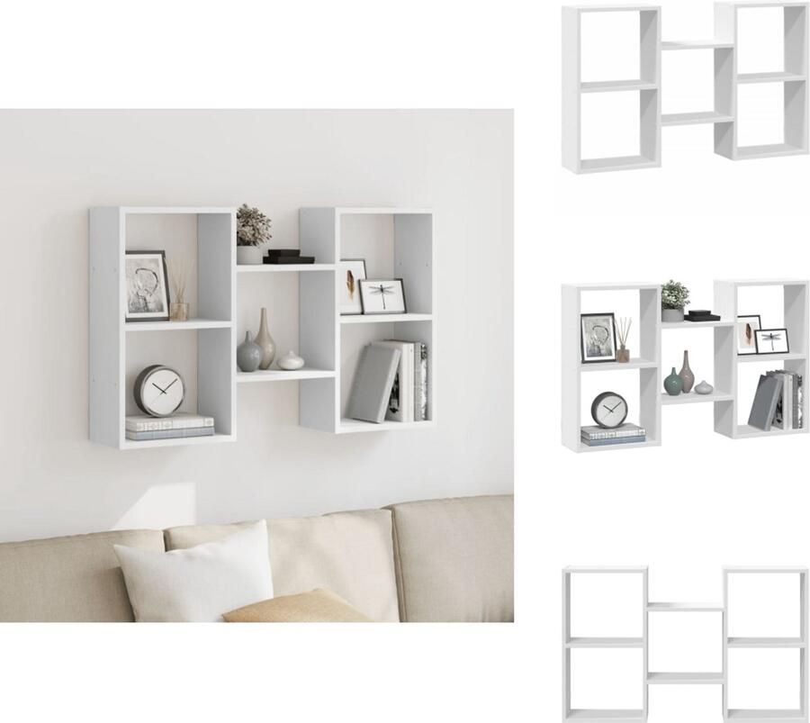 VidaXL Wandschap Wandschappen Wandplank Wandrek Wandschap 96x18x60 cm bewerkt hout wit