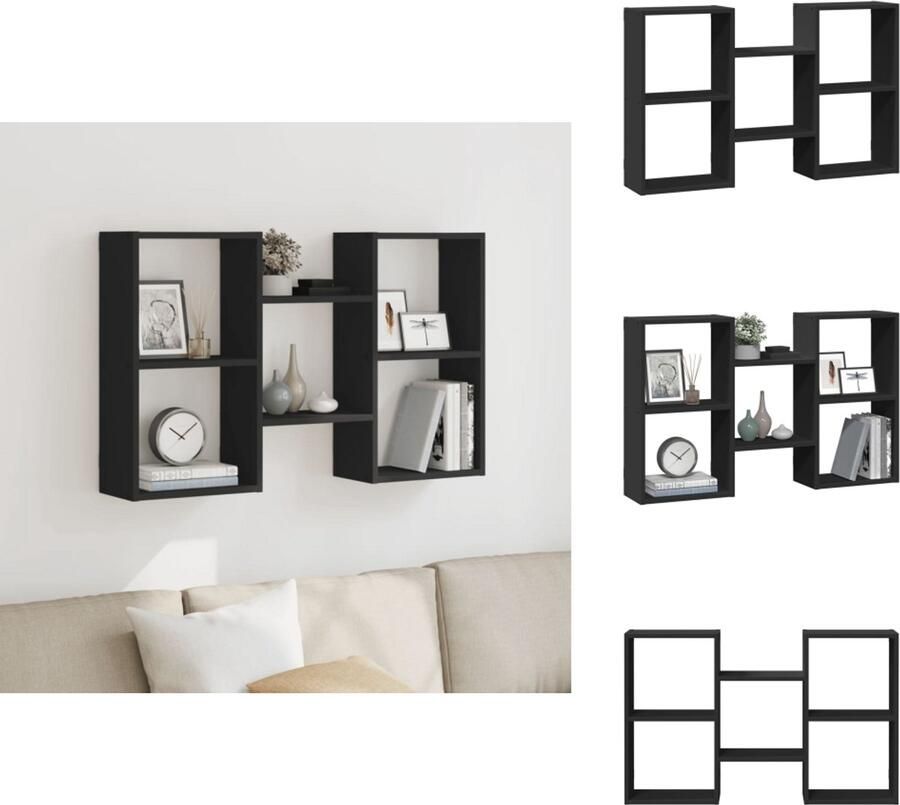 VidaXL Wandschap Wandschappen Wandplank Wandrek Wandschap 96x18x60 cm bewerkt hout zwart