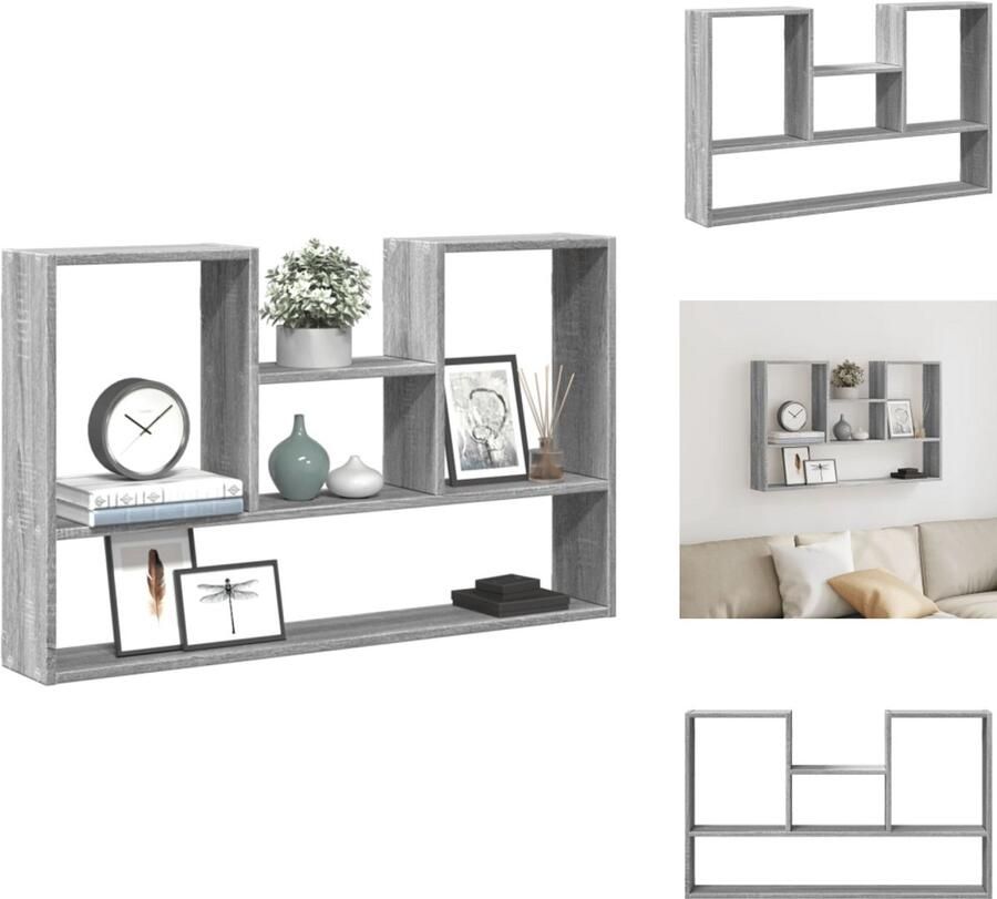 VidaXL Wandschap Wandschappen Wandplank Wandrek Wandschap 99x15x60 cm bewerkt hout grijs sonoma eikenkleurig