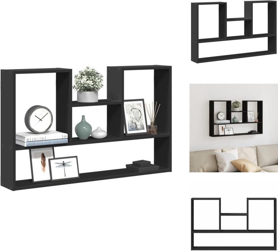 VidaXL Wandschap Wandschappen Wandplank Wandrek Wandschap 99x15x60 cm bewerkt hout zwart