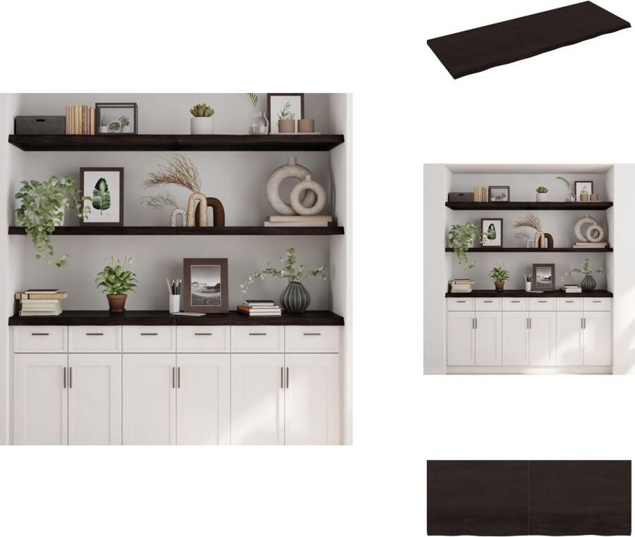VidaXL Wandschap Wandschappen Wandplank Wandrek Wandschap 160x60x4 cm behandeld massief eikenhout donkergrijs