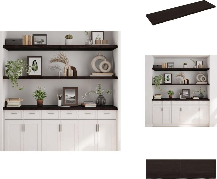 VidaXL Wandschap Wandschappen Wandplank Wandrek Wandschap 180x50x4 cm behandeld massief eikenhout donkergrijs