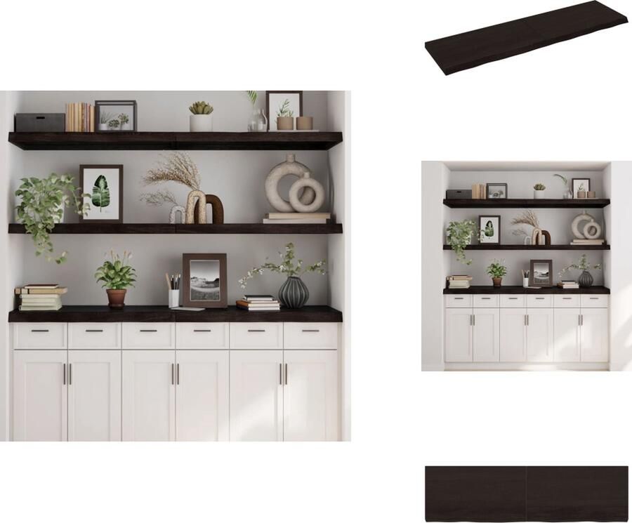 VidaXL Wandschap Wandschappen Wandplank Wandrek Wandschap 180x50x6 cm behandeld massief eikenhout donkergrijs