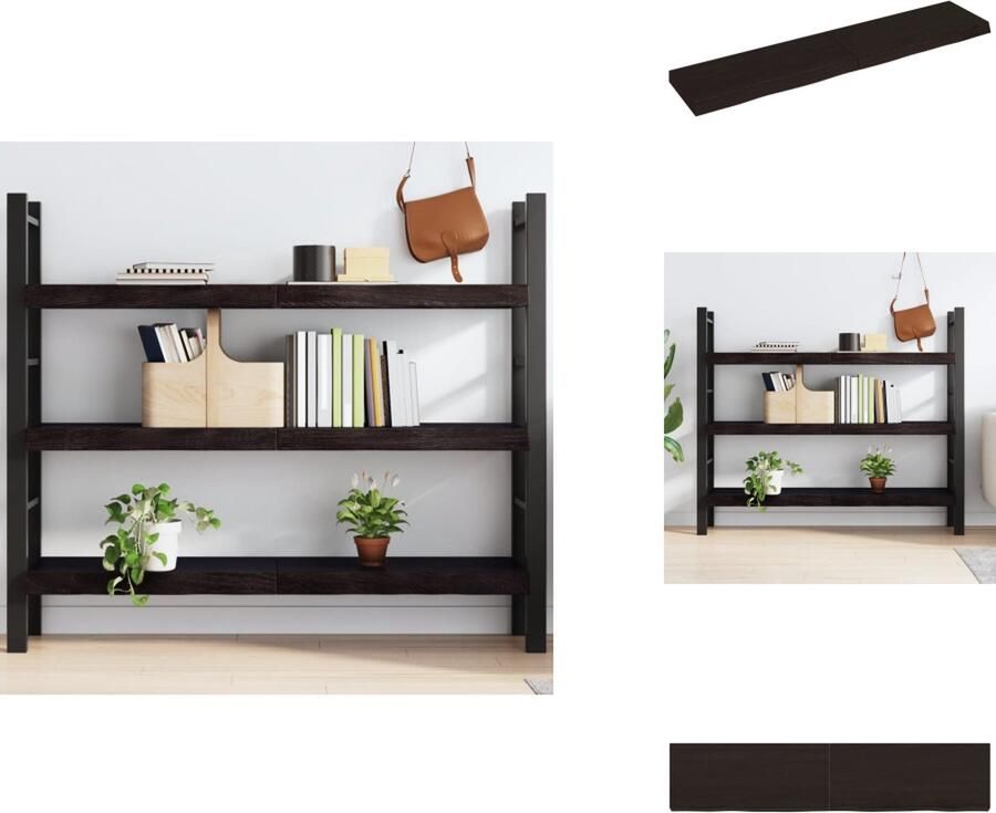 VidaXL Wandschap Wandschappen Wandplank Wandrek Wandschap 140x30x6 cm behandeld massief eikenhout donkergrijs