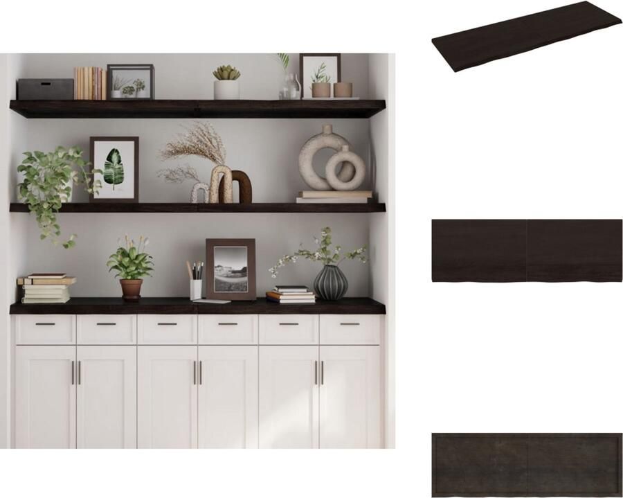 VidaXL Wandschap Wandschappen Wandplank Wandrek Wandschap 180x60x4 cm behandeld massief eikenhout donkergrijs