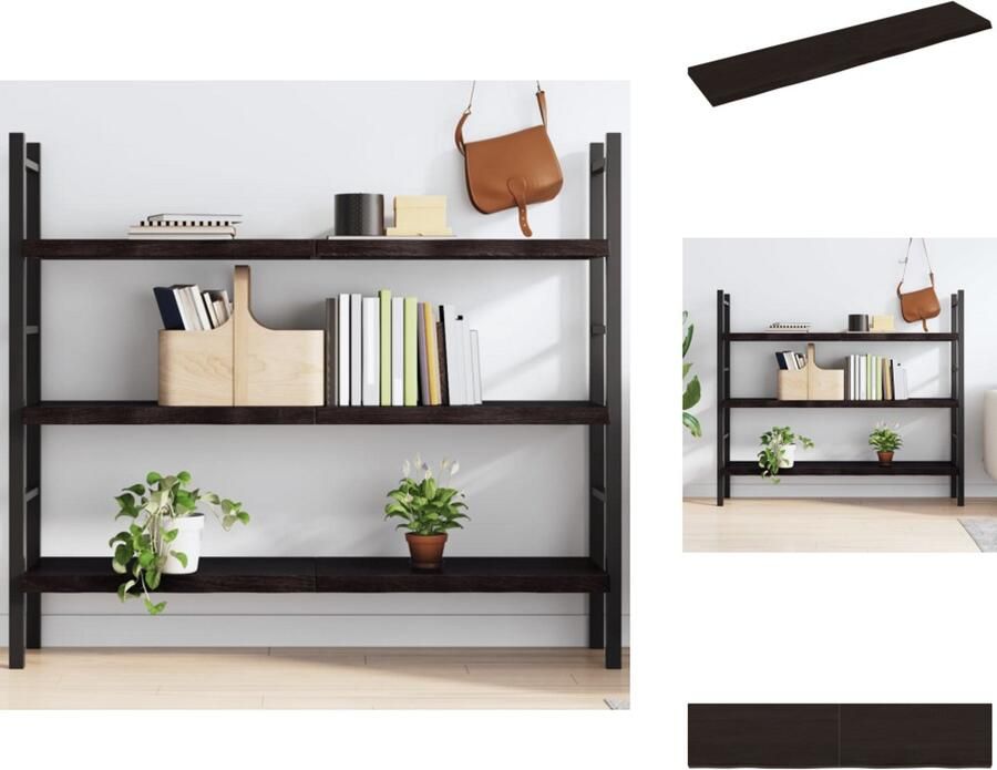 VidaXL Wandschap Wandschappen Wandplank Wandrek Wandschap 140x30x4 cm behandeld massief eikenhout donkergrijs
