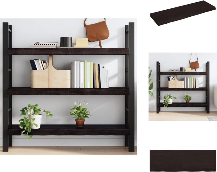 VidaXL Wandschap Wandschappen Wandplank Wandrek Wandschap 120x40x6 cm behandeld massief eikenhout donkergrijs