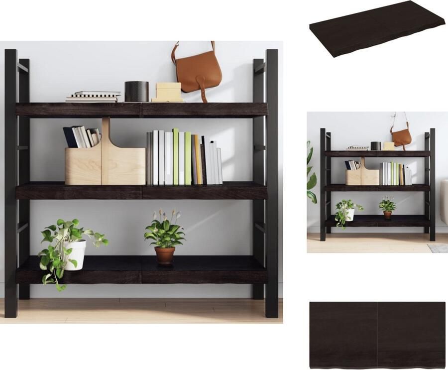 VidaXL Wandschap Wandschappen Wandplank Wandrek Wandschap 120x60x6 cm behandeld massief eikenhout donkergrijs