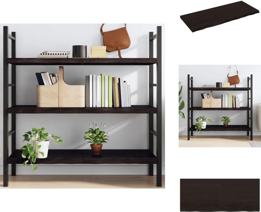 VidaXL Wandschap Wandschappen Wandplank Wandrek Wandschap 120x50x4 cm behandeld massief eikenhout donkergrijs