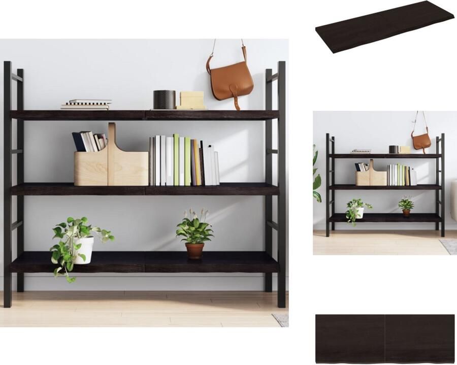 VidaXL Wandschap Wandschappen Wandplank Wandrek Wandschap 140x50x4 cm behandeld massief eikenhout donkergrijs