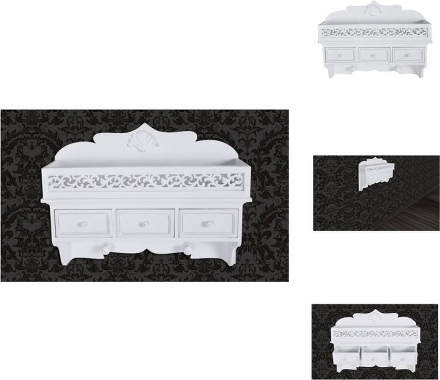 VidaXL Wandschap Wandschappen Wandplank Wandrek Wandschap met 3 lades en 2 knoppen