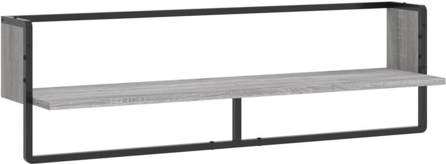 VidaXL Wandschap Wandschappen Wandplank Wandrek Wandschap met stang 100x25x30 cm grijs sonoma eikenkleurig