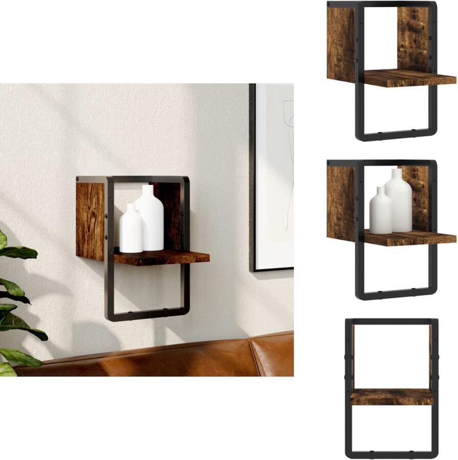 VidaXL Wandschap Wandschappen Wandplank Wandrek Wandschap met stang 20x25x30 cm gerookt eikenkleurig