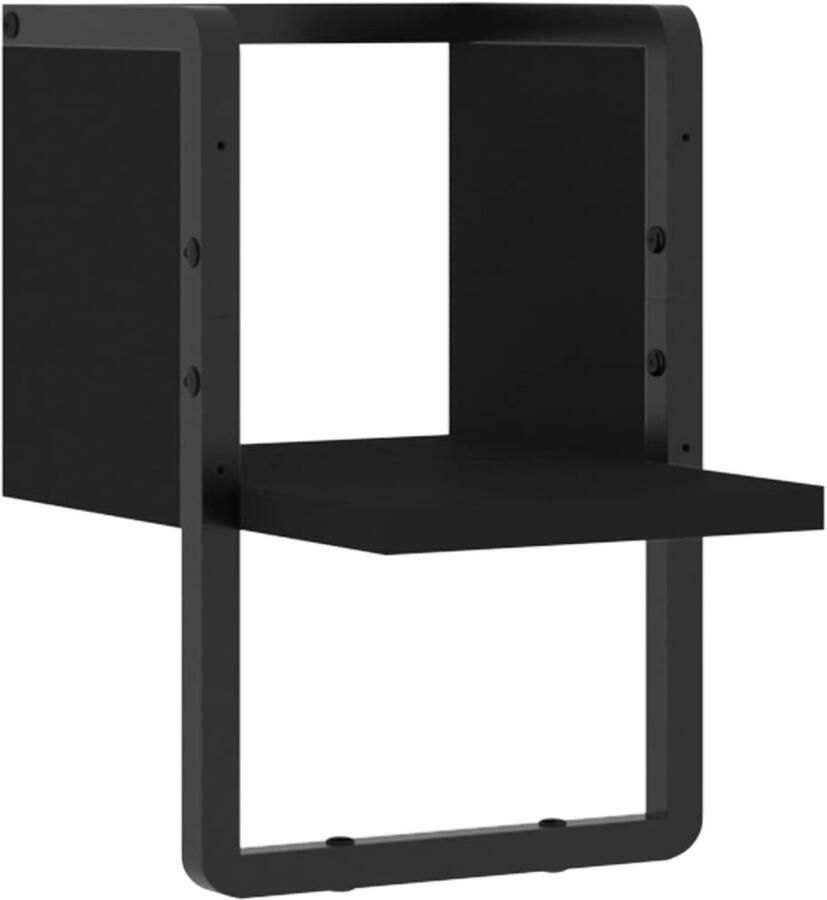 VidaXL Wandschap met stang 20x25x30 cm zwart Wandschap Wandschappen Wandplank Wandrek