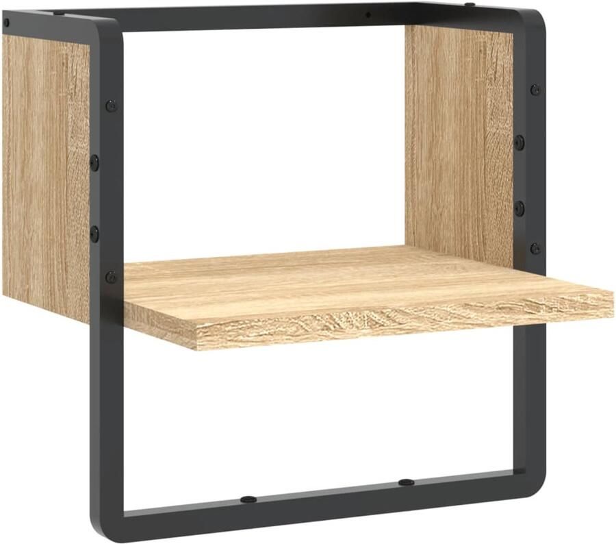VidaXL Wandschap met stang 30x25x30 cm sonoma eikenkleurig Wandschap Wandschappen Wandplank Wandrek