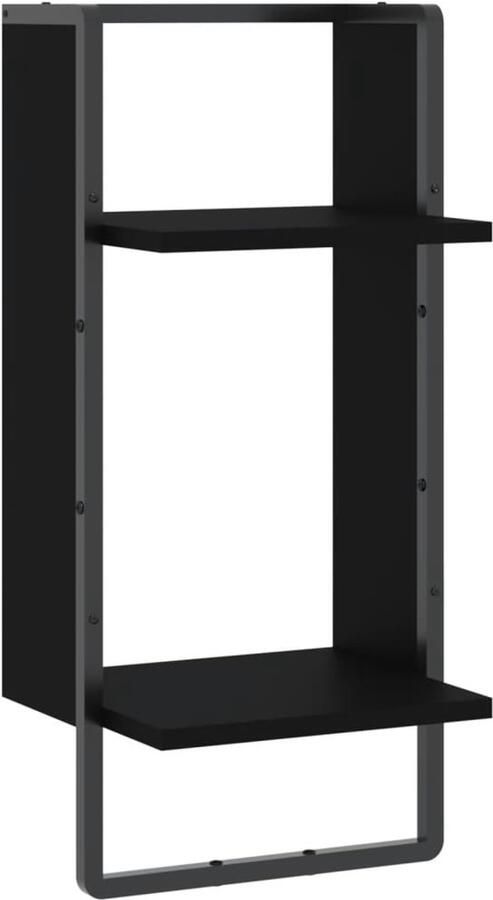VidaXL Wandschap Wandschappen Wandplank Wandrek Wandschap met stang 30x25x65 cm zwart