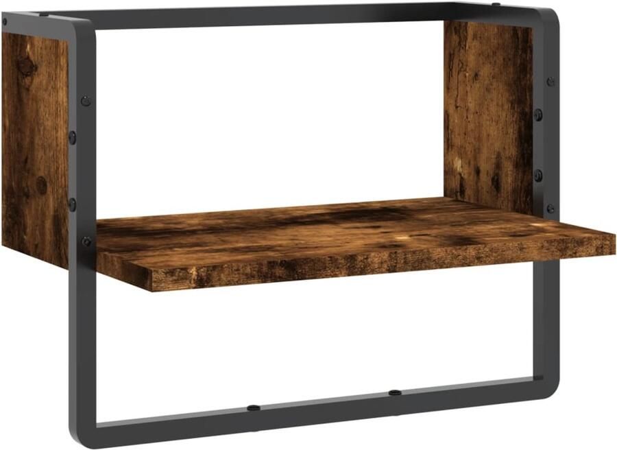 VidaXL Wandschap met stang 40x25x30 cm gerookt eikenkleurig Wandschap Wandschappen Wandplank Wandrek