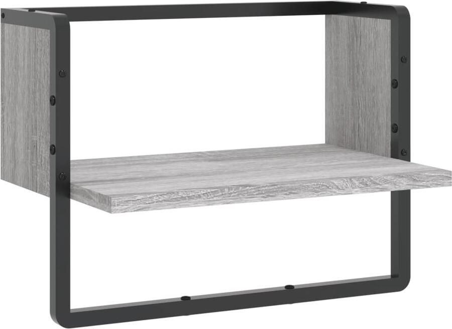 VidaXL Wandschap Wandschappen Wandplank Wandrek Wandschap met stang 40x25x30 cm grijs sonoma eikenkleurig